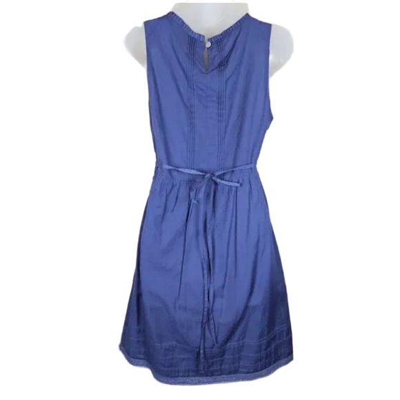 Anthropologie 4 Moulinette Soeurs Navy Pintuck Dotted Sleeveless Fit & Flare - Picture 2 of 9
